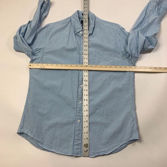 J Crew Shirt Mens M Medium Blue White Flex Washed Classic Check Button Down - Picture 6 of 11